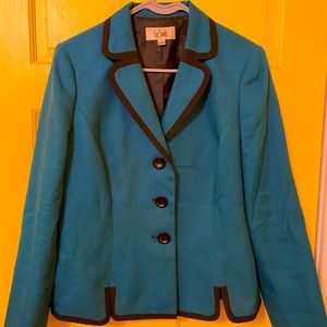 Le Suit Ladies Suit Jacket in Teal & Black